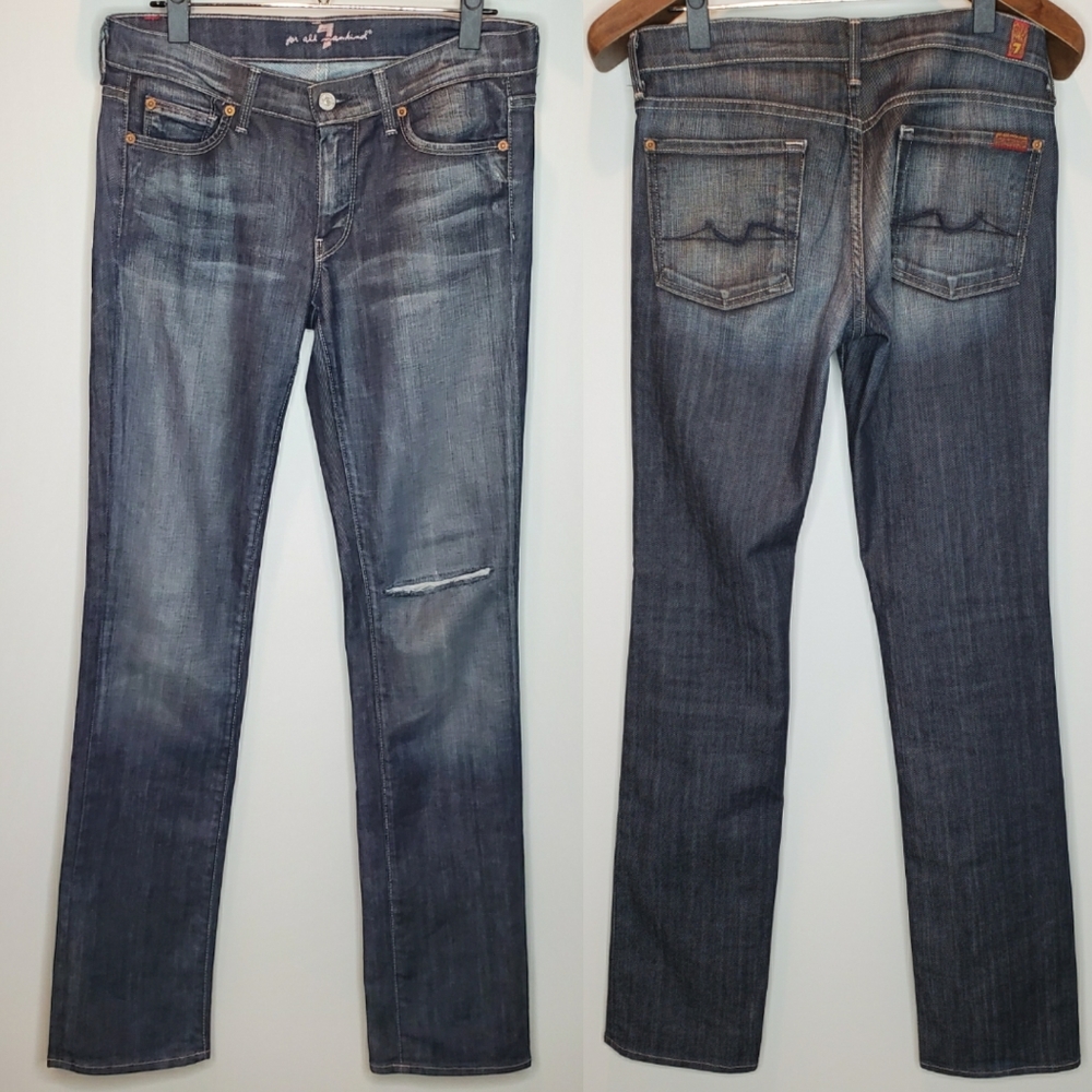 Like New! 7FAM | Straight Leg Gray Blue Dark Wash